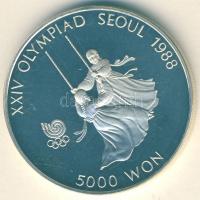 Dél-Korea 1987. 5000W Ag "Szöuli olimpia - lányok hintán" T:PP