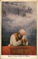 Kaiser Franz Josef I im Gebet / Franz Joseph I of Austria praying / Ferenc József imádkozik az osztrák-magyar katonákért. W.R.B. & Co. Nr. 189. (Rb)