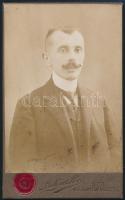 cca 1915 Ádám Lajos gyógyszerész, keményhátú fotó Lukács Béla ózdi műterméből, 10,5×6,5 cm