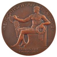 Berán Lajos (1882-1943) 1929. Rendőrtiszti Athlétikai Club - Honos Tibi Patriae Spes egyoldalas bronz díjérem, hátoldalán Tisztviselői futballmérkőzés - 1929 - I. gravírozással (51mm) T:2