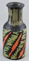 Gorka Lívia (1925-2011): Váza. Narancs, olivazöld és fekete mázakkal festett kerámia. Alján etikettel, minimális lepattanásokkal, m: 16 cm