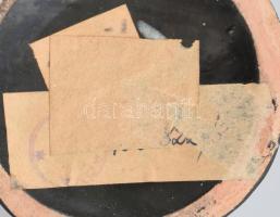 Gorka Lívia (1925-2011): Váza. Narancs, olivazöld és fekete mázakkal festett kerámia. Alján etikette...