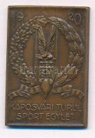 ~1920. 1920 Kaposvári Turul Sport Egylet bronz emlékplakett (26x39mm) T:2