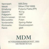 Lengyelország 1987. 500Zl Ag "Olimpia-lovaglás" T:PP Csak 15.000db! Tanúsítvánnyal!
