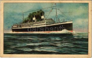 SS Duilio 24300 tonnás, olajjal fűtött, 4 csavaros, óceánjáró luxusgőzös, sebessége óránként 21 csomó - N.G.I. (Navigazione Generale Italiana) Budapest, Fiumei út 3. (gyűrődés / crease)