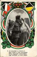 1916 A búcsúnkat ne feledd el... / WWI Austro-Hungarian K.u.K. military art postcard, soldiers farewell. MBL 1596. Art Nouveau, floral (EK)