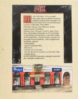 1994 MK Diszkont, kézzel festett, cégismertető reklámterv, lap széle lyukasztott, 47×38 cm