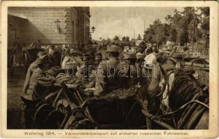 Verwundetentransport auf eroberten russischen Fuhrwerken. Weltkrieg 1914 / WWI Austro-Hungarian K.u.K. military, transporting injured soldiers on captured Russian carts (fl)