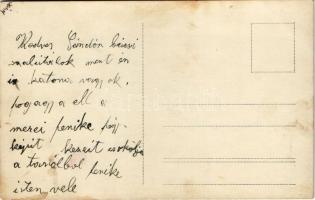 Gyerek katonai sapkában / WWI Austro-Hungarian K.u.K. military, boy with field cap. photo (fl)