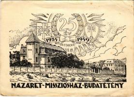 Budapest XXII. Budatétény, Názáret Missziósház 25 éves jubileumának emlékére kiadott lap 1924-1949 (gyűrődés / crease)