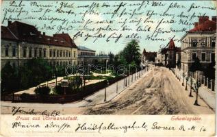 1906 Nagyszeben, Hermannstadt, Sibiu; Schewisgasse / utca. Georg Meyer kiadása / street view (EK)