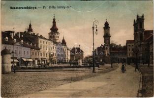 1917 Besztercebánya, Banská Bystrica; IV. Béla király tér, üzletek. Karmiol kiadása / square, shops (fa)