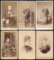 cca 1870-80 12 db vizitkártya portré, vintage keményhátú fotók klf. angol műtermekből, 10,5x6,5 cm.