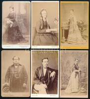 cca 1870-80 12 db vizitkártya portré, vintage keményhátú fotók klf. angol műtermekből, 10,5x6,5 cm