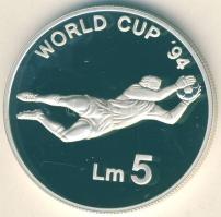 Málta 1993. 5L Ag "Labdarúgó VB" T:PP R!