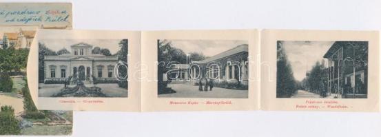 1910 Lipik, Ljeciljistna soratista / Ansicht zu Curhotel / Sétatér a szállodákkal. leporellolap 10 k...