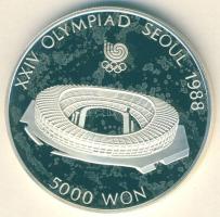 Dél-Korea 1987. 5000W Ag "Szöuli olimpia - stadion" T:PP