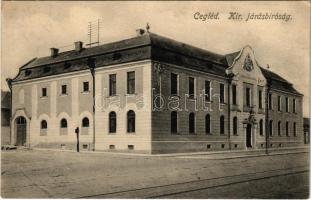 1913 Cegléd, Kir. Járásbíróság, villamos, kisvasút vasúti sínje. Sárik Gyula kiadása