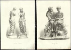 cca 1850 7 db többségében antik szobrokat ábrázoló acélmetszet, papír, helyenként kissé foltos, 27x cm.