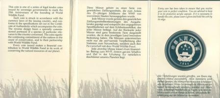 Kína 1986. 5Y Ag "Világ vadvédelmi alap" WWF által kiadott emléklapon, tanúsítvánnyal T:PP...