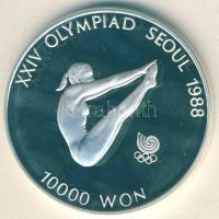 Dél-Korea 1987. 10.000W Ag "Olimpia-toronyugrás" T:PP