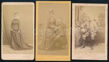 cca 1860-1870 7 db műtermi portré és fénynyomat, 10,5×6,5 cm