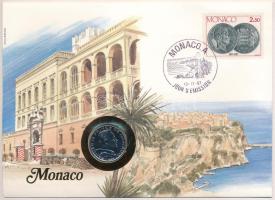 Monaco 1986. 1Fr Ni felbélyegzett borítékban, bélyegzéssel, német nyelvű tájékoztatóval T:1  Monaco 1986. 1 Franc Ni in envelope with stamp, cancellation and a prospectus in german C:UNC
