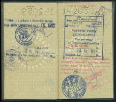 1937 Bp., Magyar Királyság által kiállított fényképes útlevél / Hungarian passport