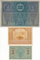 1914. 2K "C 1405 529529" + Pécs 1920. 5K városi szükségpénz + Ausztria 1918. 10.000K rajzo...
