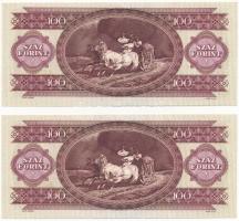 1992. 100Ft (2x) sorszámkövetők "B 131 110602 - B 131 110603" T:II Adamo F37