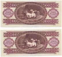 1992. 100Ft (2x) sorszámkövetők "B 131 110545 - B 131 110546" T:II Adamo F37