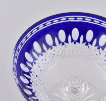 Kék ólomkristály kehely. Jelzett Walterford. Írország, 2000 körül, hibátlan, m: 11,3cm, d: 15,9 cm