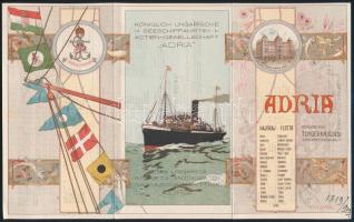 1913 Adria Magyar Kir. Tengerhajózási Részvénytársaság menetrendje, litho grafikával