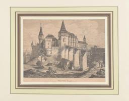 Ludwig Hans Fischer (1848-1915): Vajdahunyad vára (Burg Vajda-Hunyad). Rotációs fametszet, papír, jelzett a metszeten, paszpartu által takarva. Lapszéli szakadásokkal. 17x22,5 cm.