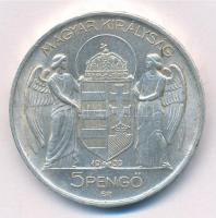 1939. 5P Ag "Horthy balra" T:1-,2 patina Adamo P8.2