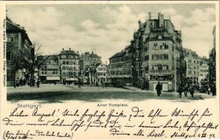 1902 Stuttgart, Alter Postplatz / square, shops (tear)