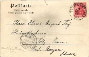 1902 Stuttgart, Alter Postplatz / square, shops (tear)