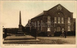 Murrow (Wisbech, Cambridgeshire); Primitive Methodist Chapel & Monument, man with bicycle (EK)