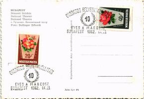 Budapest VIII. Nemzeti Színház (Népszínház), automobilok, autóbusz. Képzőművészeti Alap Kiadóvállala...