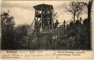 1905 Budapest XII. Pozsony-Jánoshegyi messzelátó, kilátó. Schwarz J. kiadása (kis szakadás / small tear)