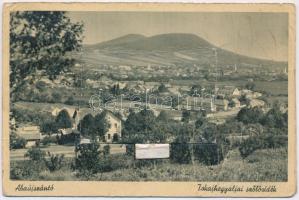 1946 Abaújszántó, Vasútállomás Tokaji-hegyvidékkel a háttérben. Forgács Lajos kiadása. leporellolap 10 képpel (gyűrődés / crease)