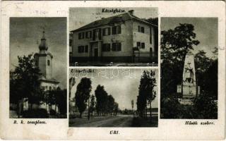 1944 Úri, Római katolikus templom, Községháza, utca, Hősök szobra, emlékmű (EB)