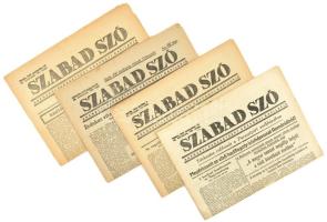 1945-1946 Szabad Szó 4 db száma (47. évf. 139., 151., 155. sz., 48. évf. 190. sz.), 1945. szept. - 1946. aug. Az egyik címlapon Bartók Béla halálának hírével, érdekes írásokkal.