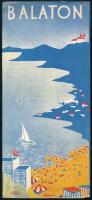 cca 1930 Balaton és Hévíz Gyógyfürdő, képekkel illusztrált utazási prospektus, Balaton térképpel, Polgár grafikája, Klösz Coloroffset