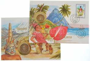 10db-os érmés boríték tétel, mind különféle és német nyelvű tájékoztatóval, benne: Barbados, Saint P...