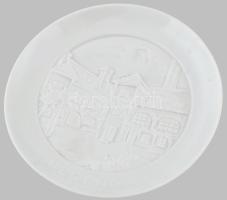 Herend litofán tányér, jelzett, kis tűzrepedésekkel, d: 19 cm