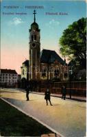 1914 Pozsony, Pressburg, Bratislava; Erzsébet (Kék) templom (Lechner Ödön tervezte) / Elisabeth Kirche / church