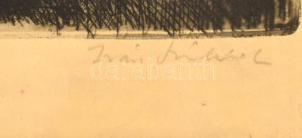 Iván Szilárd (1912-1988): Öböl (Balatonpart vitorlással). Rézkarc, papír, jelzett, üvegezett keretbe...