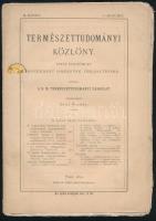 1870 Természettudományi Közlöny, II. köt. 17. füzet, szerk.: Szily Kálmán. Kiadja a K. M. Természettudományi Társulat. Pest, Khór és Wein-ny., 361-408 p. Kiadói papírkötés, kissé sérült, foltos, leváló borítóval, helyenként lapszéli sérülésekkel, ázásnyomokkal. + Térkép-melléklet: A Baköny egy részének földtani térképe (Koch Antal: Földtani utazás a Bakonynak nyugoti részeiben), 25x20 cm