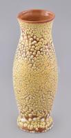 Bán Károly: Retró kerámia váza, jelzés nélkül, Lepattanással, m: 26,5 cm